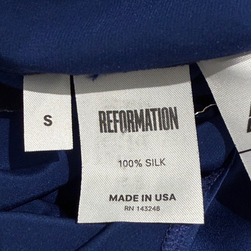 Reformation 100% Silk Iris Maxi Gown Navy Scoop Back Maxi Slip Dress Small - Picture 6 of 7